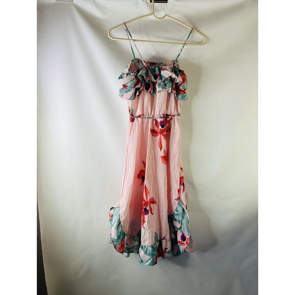 VTG 70s Hawaiian Floral Frilly Ruffled Sun Dress Rockabilly Preppy - Picture 8 of 8